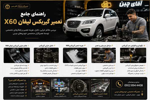 تصویر راهنمای جامع تعمیر گیربکس لیفان ایکس 60